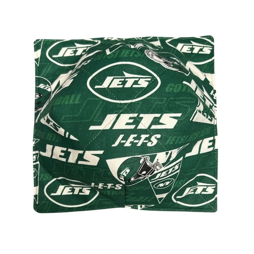 Hand Crafted Bowl Cozy Bowl Holder Microwavable  Cotton NY Jets Green Fabric